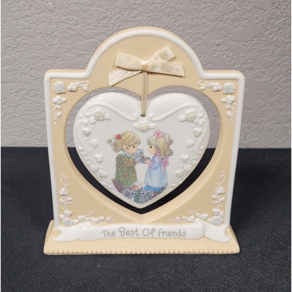 Vtg 1997 Precious Moments The Best Of Friends Heart Hanging Plaque Frame 103487